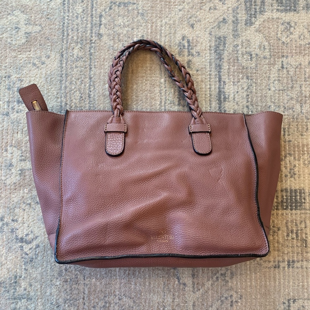 Valentino oversized brown / purple zip tote bag